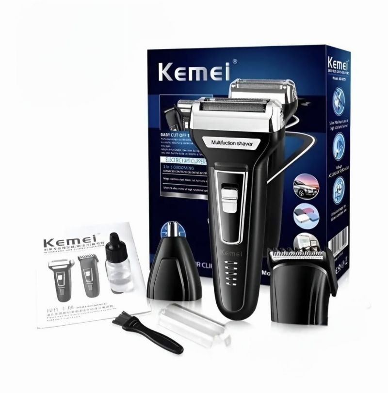 Maquina Kemei 3 em 1_ Barbeador, Aparador de Nariz e Cortador de cabelo _ KM-6558